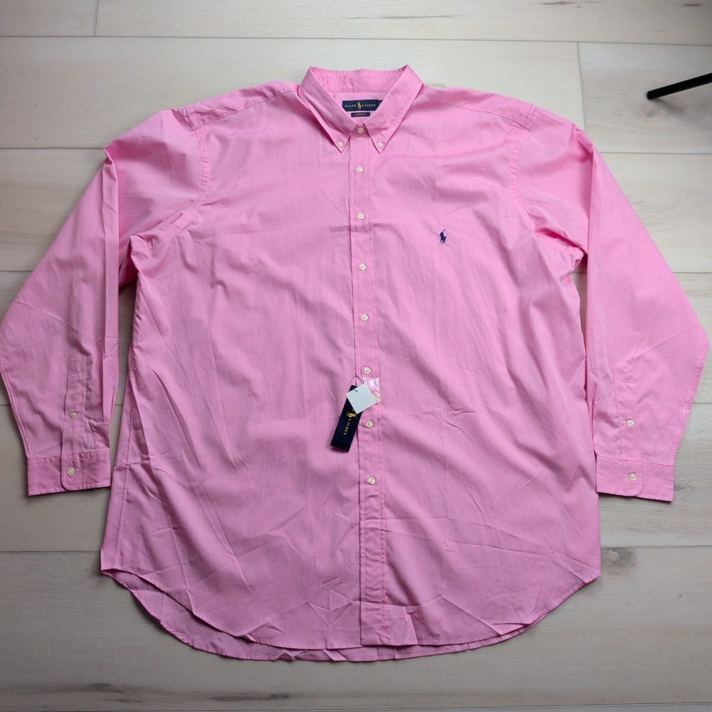 Ralph‎ Lauren Shirt Mens 3XLT Pink Classic Fit Cotton Button Down Long Sleeve